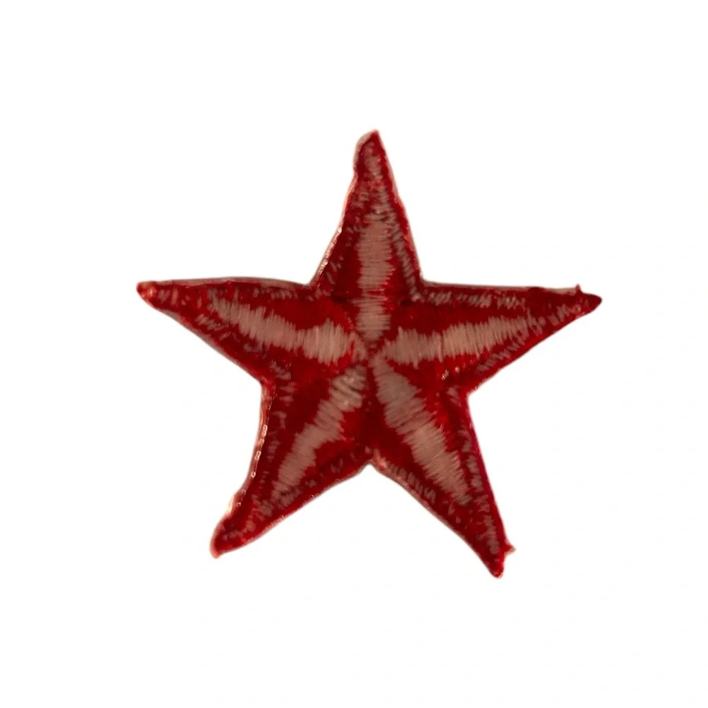 🦋 5/$25 - Set of 2 Iron-On Patches - Red Stars - (1.5” x 1.5”)